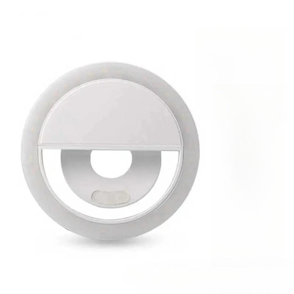 1pc Battery Powered Led Selfie Ring Light Mobile Phone Lens Lamp Adjustable Live Brightness Portable Selfie Fill Ring Light