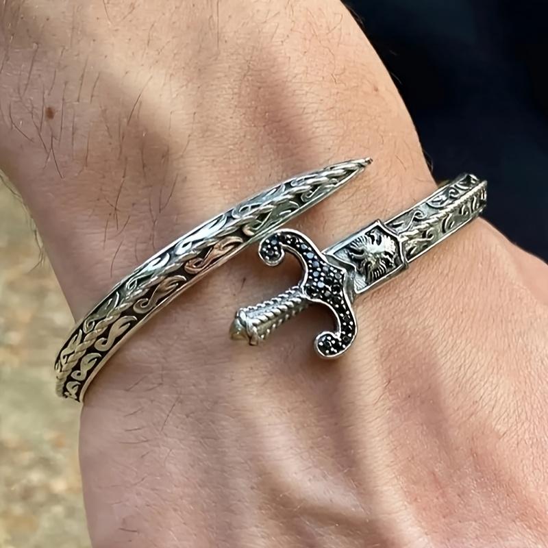 1pc Punk Gothic Geometric Open Sword Bangle Bangle Bracelet Bracelet Couple Gift Men Hip Hop Jewelry