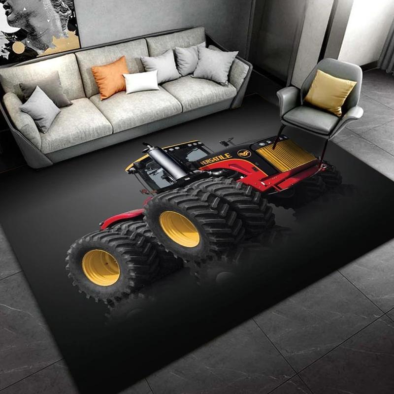Car Tractor Series Pattern Truck Area Rug,Carpet Rug for Home Living Room Bedroom Sofa Doormat Decor,kids Non-slip Floor Mat 3D