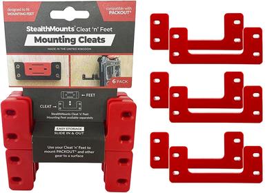 StealthMounts Cleat Feet Cleats Tool Box Storage System Mounts Anywhere Compatible with Milwaukee Packout 'n' (6 Pack) (Red)