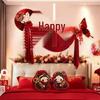 Double Happiness Wedding Room Decor Set: Bedside Wall Stickers for Atmosphere & Bridal Bedroom