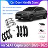 LHD Car Door Handle Cover For SEAT Cupra Leon ~2025 Gloss Black Carbon Fiber Chrome Handles Cover Stickers Accessories