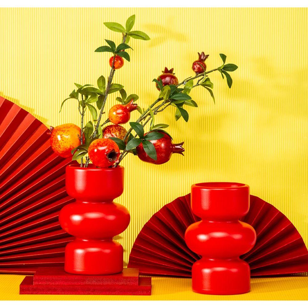 Kunststoff Blumenvase Weiß Rot Dekoration Tischvase Blumengeschäft Gartenbedarf