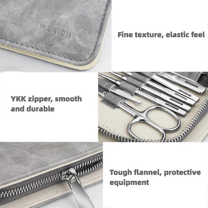 12PCS Manicure Sets Pedicure Kits Stainless Steel Nail Clipper Personal Care Tools with PU Leather Case