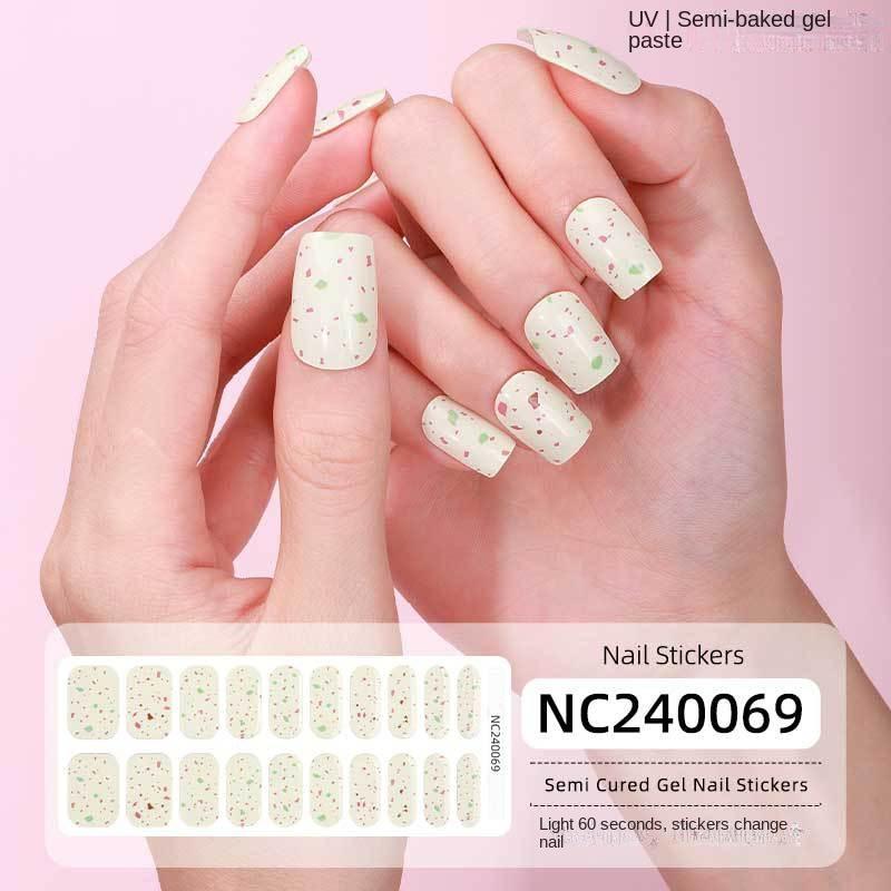 Semi-cured Gel Nail Stickers Gradient Rainbow French Gel Nail Stickers Flash Cat Eye Gel Nail Stickers