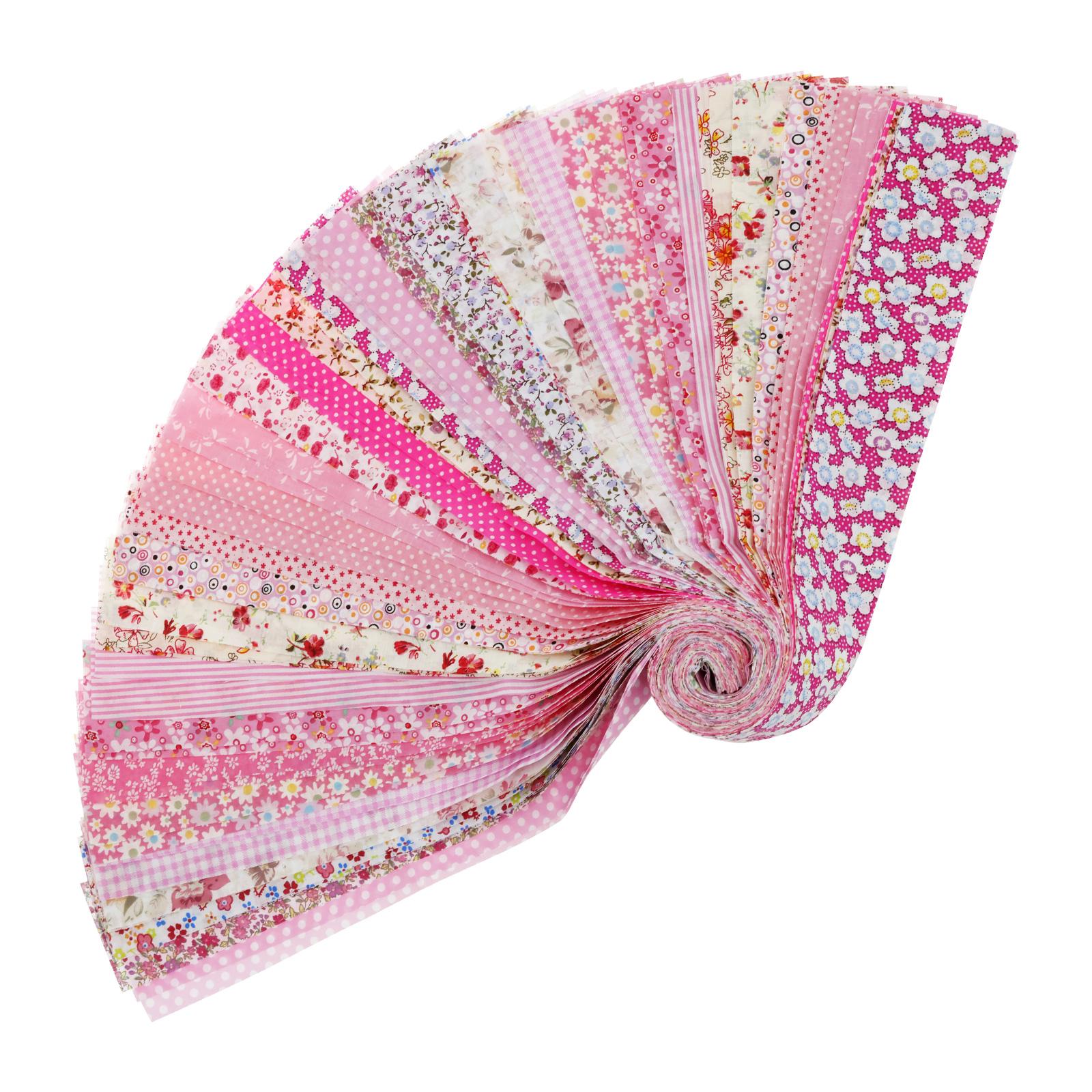 

2 отреза хлопковой ткани для квилтинга, дышащая ткань для шитья, тонкий пэчворк, предварительно нарезанные полосы, ткань с цветочным принтом, полосы для квилта для DIY-поделок 80pcs розовый