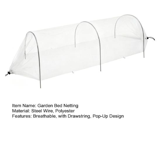 Garden Row Insect Netting Pop Up Garden Bed Tunnel Net with Drawstring Vegetable Rows Netting Insect And Bird Protection for Vegetables Fruits