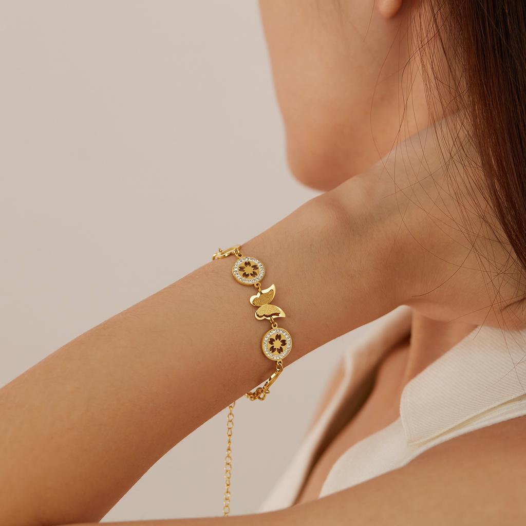 Light Luxury Titanium Steel Jewelry Personalized Stainless Steel Matte Butterfly Bracelet Women