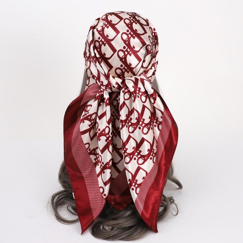New 90 * CM Satin Square Scarf, Women's Headscarf, Scarf CO Contrasting Color Shawl Striped Simple Model