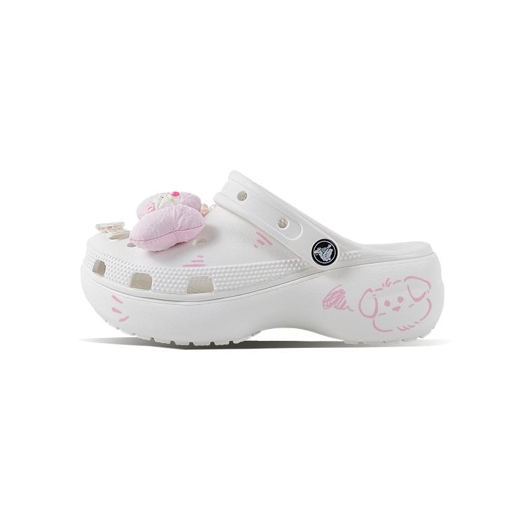 Crocs Classic Platform Clog EVA Pink Dog Hand-painted Small Fresh Cute and Versatile Classic Cloud Doll Hole Shoes Unisex White