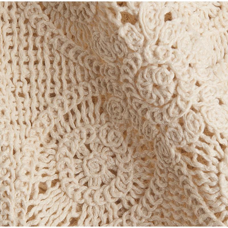 Gestrickte Lochmuster 2-teilige Sets Damen Outfit Elegant Gehäkelt Einreihig Revers Oberteil High Waist Shorts Sommer Damenanzug Pendeln