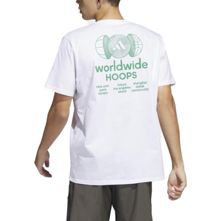 adidas Worldwide Hoops City Basketball Graphic Tee White Men Streetwear IC1872