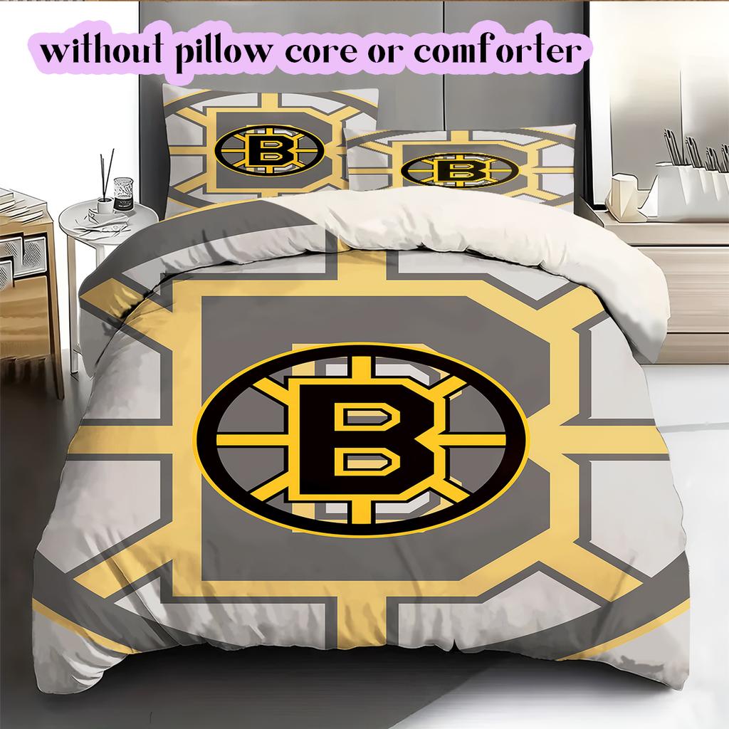 Hokejový logo vzor Povlečení Přikrývka Sada Povlak na přikrývku Povlak na polštář Domácí dekorace Dárek k narozeninám (1* povlak na přikrývku + 2* povlak na polštář, bez výplně)