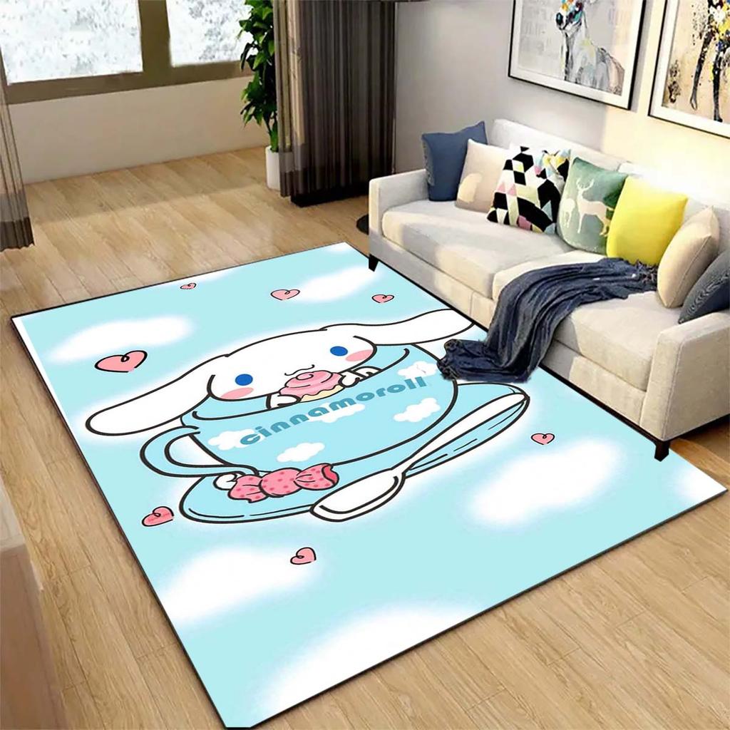 Cinnamoroll, My Melody, and Twin Stars Print Rug, Floor Protector Mat. Cute Cartoon Decorations for the Bedroom/children's Room.