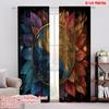 2pcs 2D Flat Printing Scene Curtain Yin Yang Feathers Cosmic Digital Printed Polyester Drapes Holiday Decorations for Holiday