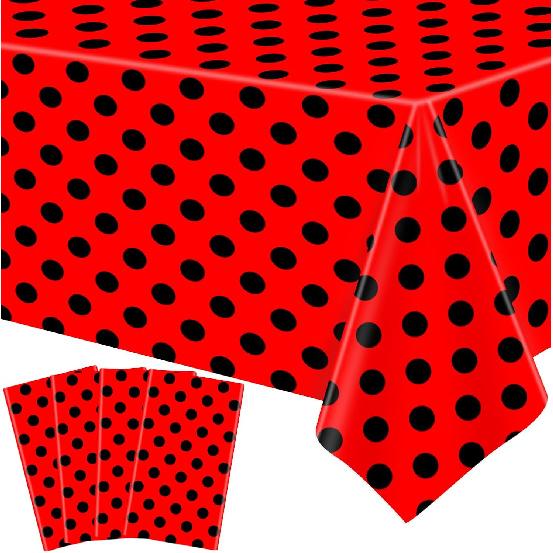 4 Pack Pink and White Polka Dots Rectangular Tablecloth Pink Table Cover with White Polka Dot Rectangular Plastic Table Cloth for Kitchen Dining чёрный