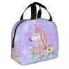 Schattig Eenhoorn Cartoon Patroon Draagbare Lunchbox Vrouwen Waterdicht Thermisch Koeler Voedsel Geïsoleerde Lunchtas School Kinderen Student