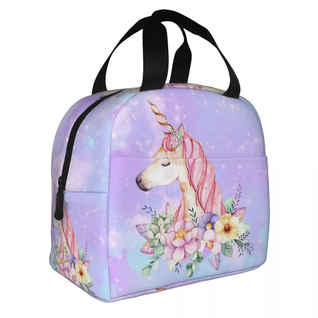 Schattig Eenhoorn Cartoon Patroon Draagbare Lunchbox Vrouwen Waterdicht Thermisch Koeler Voedsel Geïsoleerde Lunchtas School Kinderen Student