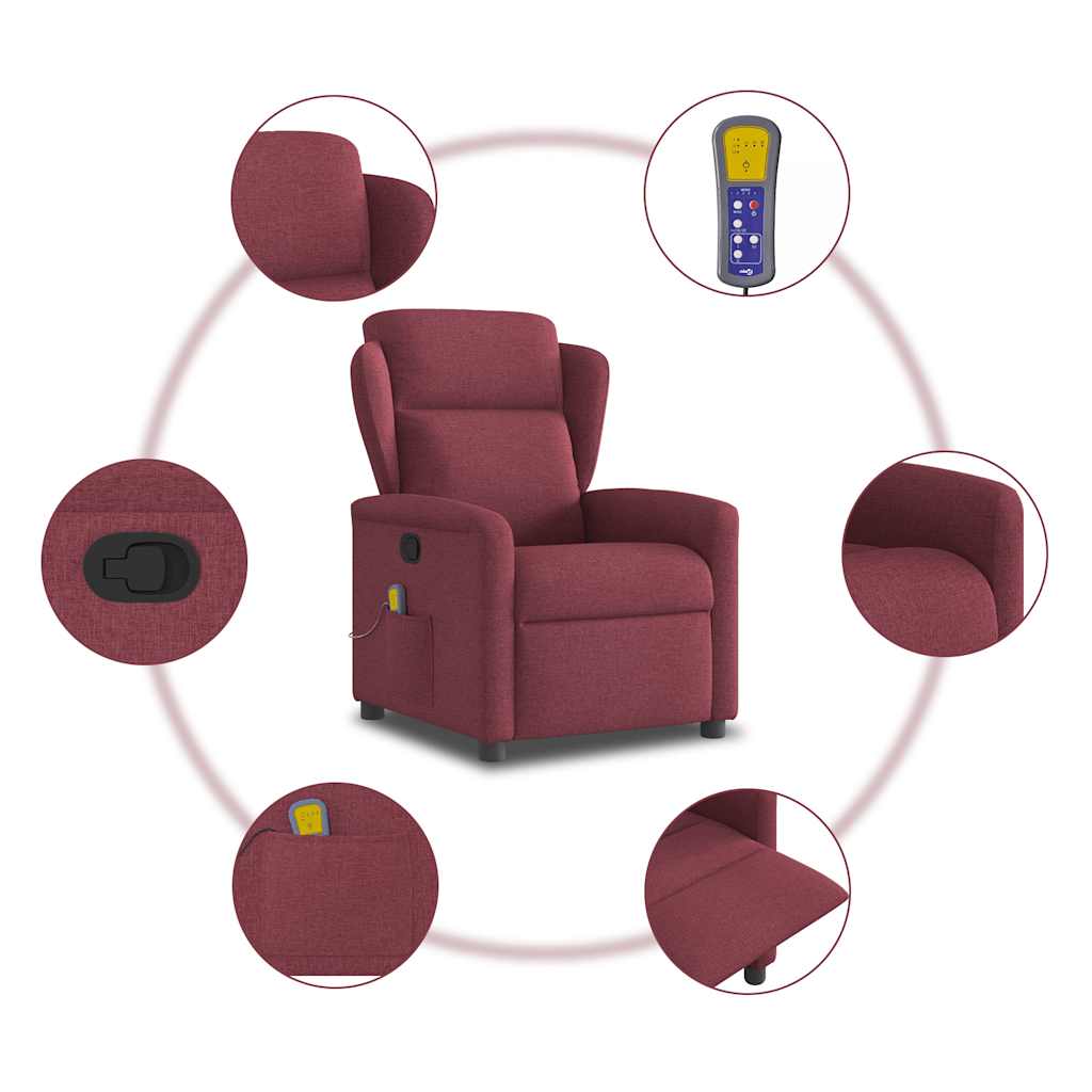 Massage Chair Wine Red Fabric