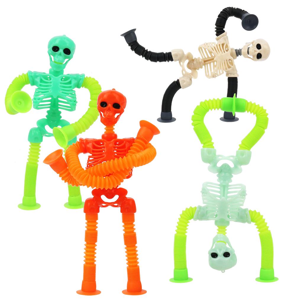 Versatile Telescopic Pull Tube Skeleton Halloween Decompression Toy Prank And Funny Skeleton Skeleton Color Random