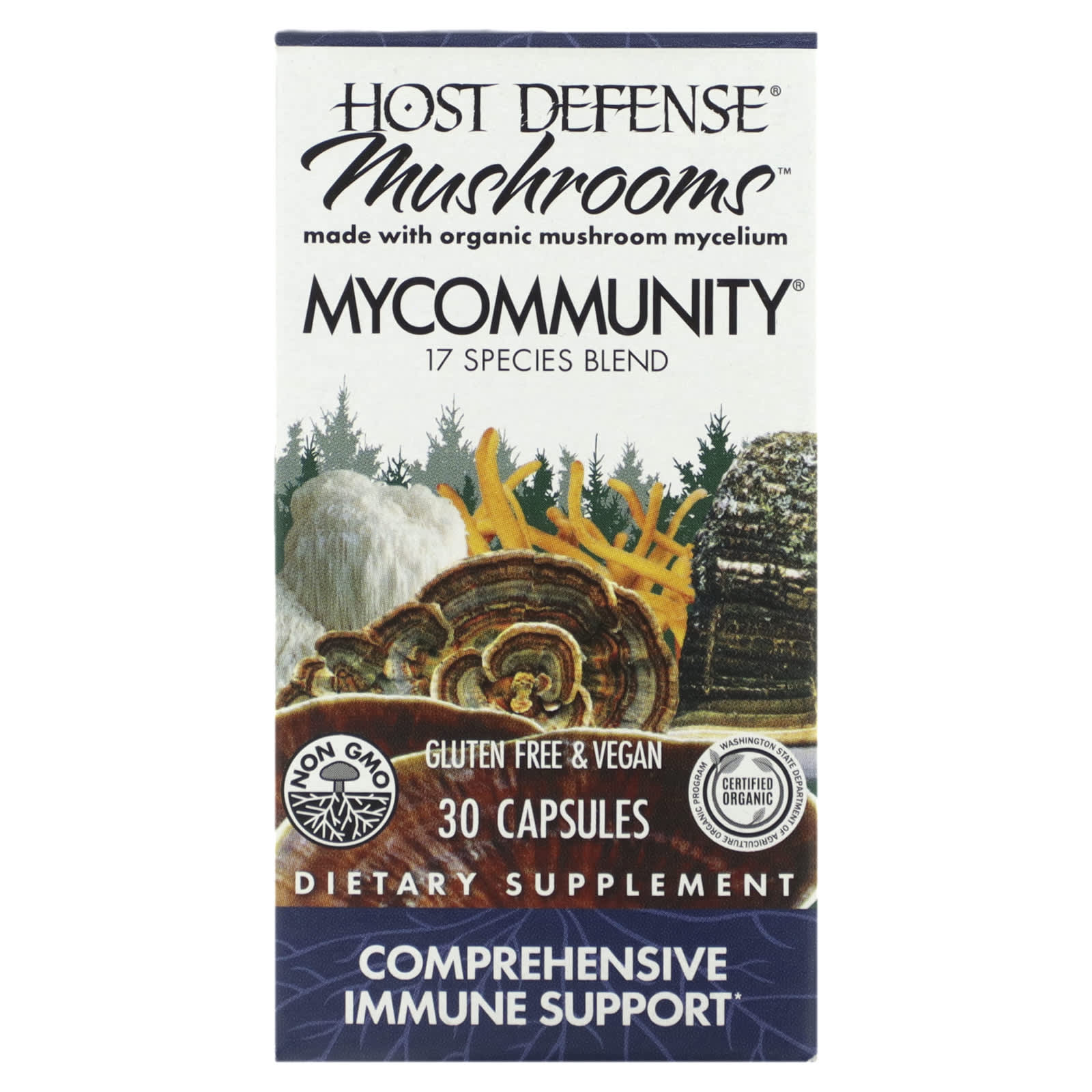 

Mushrooms, Mycommunity, Comprehensive Immune Support, Veggie Capsules 30