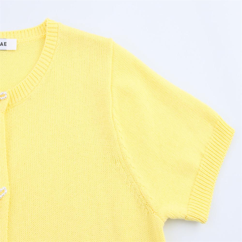 Women's Cross-Border Bow Button-Up Short Sleeve Knit Cardigan Sweater