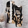 Women Plus Size Printed Two Piece Set Long Sleeve Open Front Cardigan Sleeveless Bodycon Dress