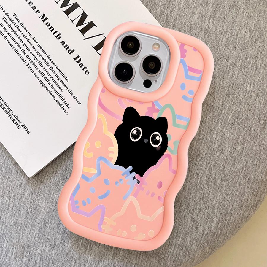Case for iPhone 11 15 Plus 13 14 8 XR 16 Pro Max 17 Air 12 Soft Phone Cover Cartoon Cute Cat