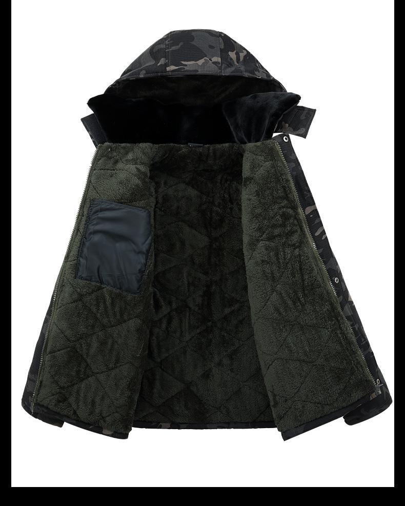 Kamuflážní bavlněná bunda střední délky, voděodolná, s květinovým vzorem, podšitá sametem - Odolná proti chladu a trvanlivá pro chladírny nebo stavbu.