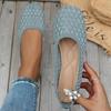 Nuove scarpe piatte con testa quadrata intrecciata volante di grandi dimensioni, scarpe casual traspiranti in maglia per le donne
