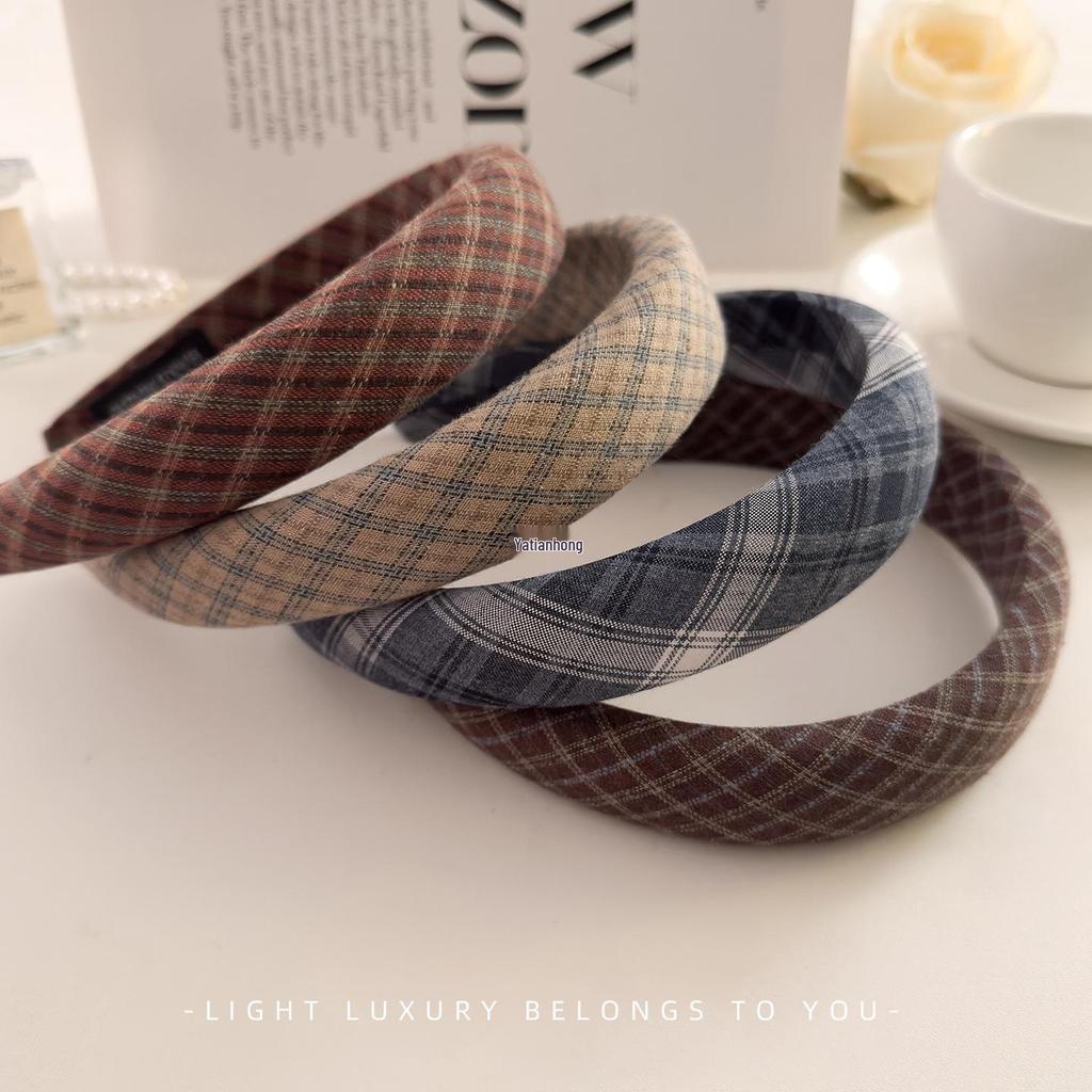 Korean Retro Plaid Headband - Women's 2025 Light Luxury, Versatile, High Skull Comfort