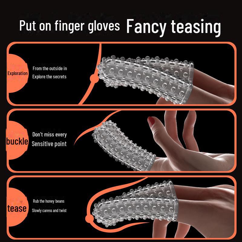 Miji Double Finger Sleeves with Raised Particles - G-Spot Adult Flirting Toys (500/Box)