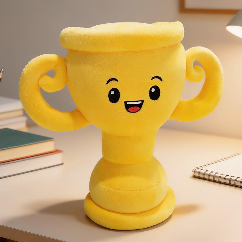 Cartoon Plush Trophy Cushion - Cute Football Sports Gift for Students