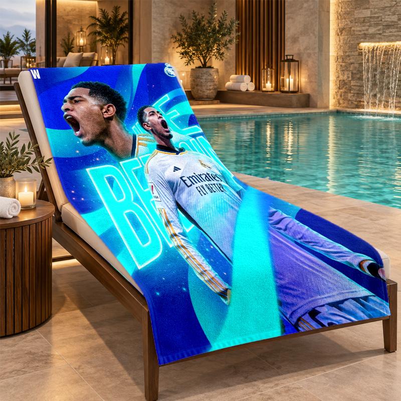 Beach Towel with Jude Bellingham Design, Quick Dry Lightweight Towel for Swimming Pool Travel