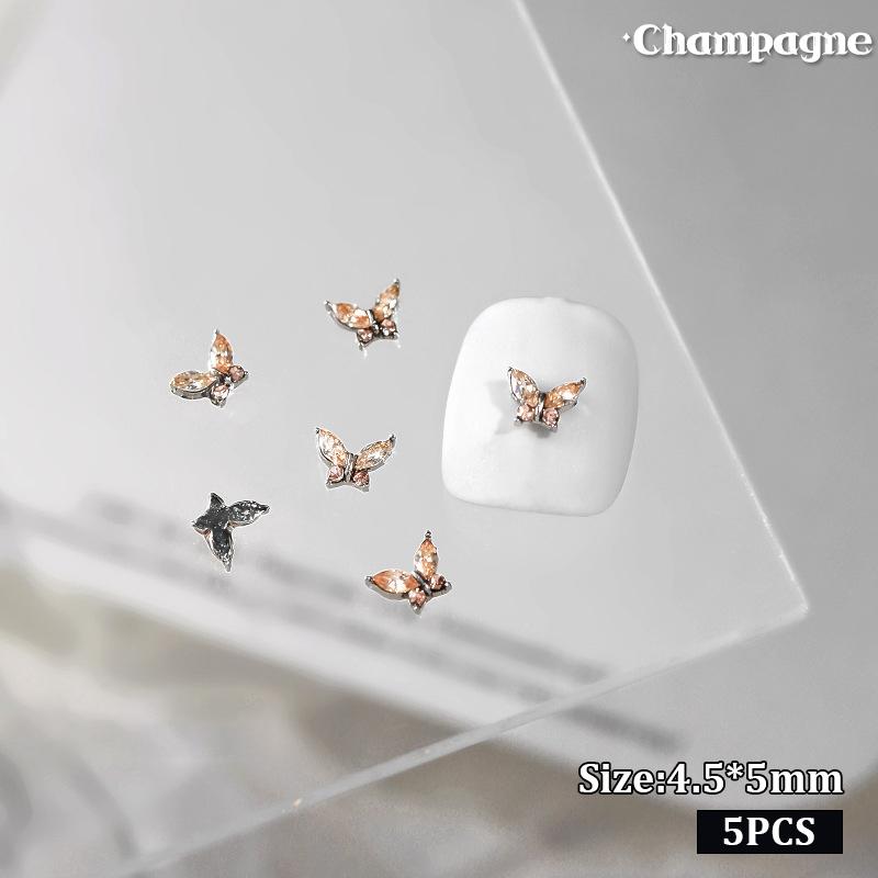 5 шт. Циркониевые 3D Шармы для Нейл-арта Ювелирные Изделия Бабочки Кристаллы Сплав Наклейки Стразы Декор для Ногтей