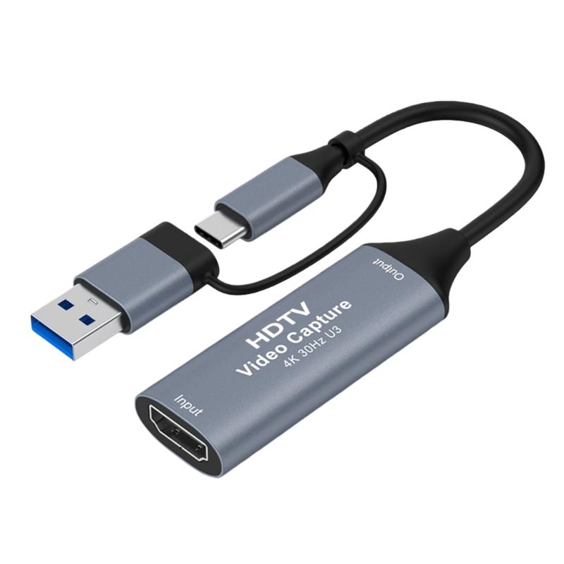 

Type C+USB to HDTV Video Capturing Card 4K Video Recording Device Transfer Record Grabber for Recording Live Streaming 1