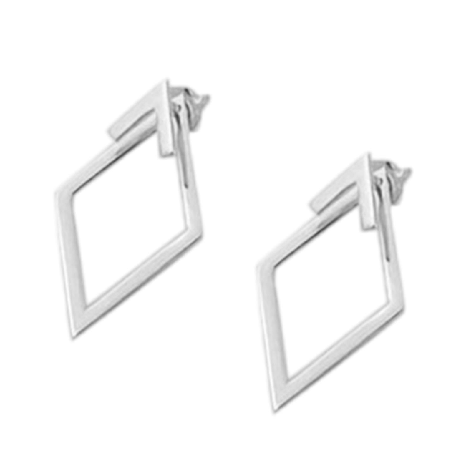 

Simple and Elegant Geo Studs Elegant Dual Diamond Earrings Ear Accessory Perfect for Work or Casual Outfits серебряный