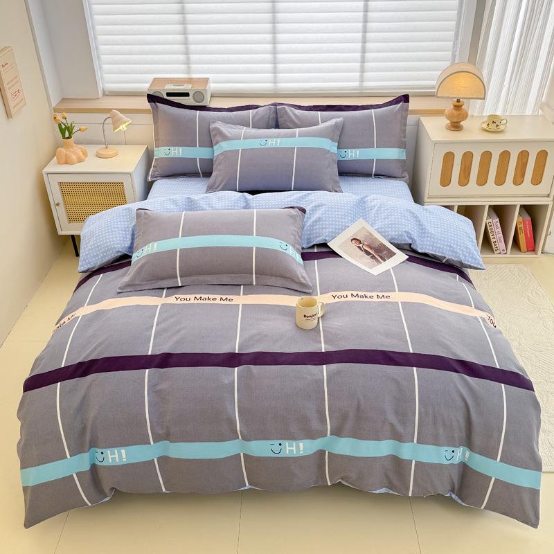 Skin-friendly Cotton Plant Cashmere Thickened Sanded Four-piece Bedding Set Dormitory Three-piece Set Bed Sheet Quilt Cover