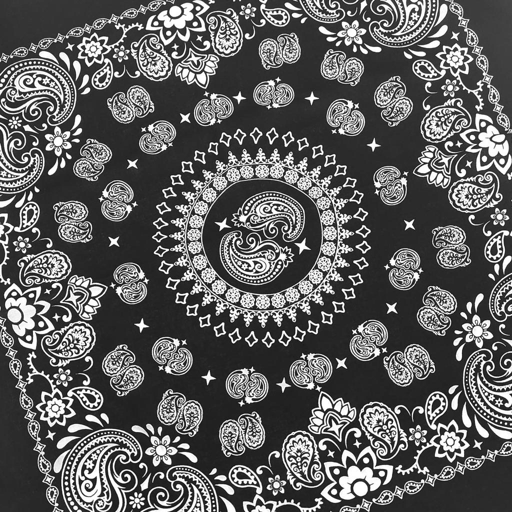 Trifong Paisley Bandana Black Cotton 100% Quick Dry 55cm x 55cm