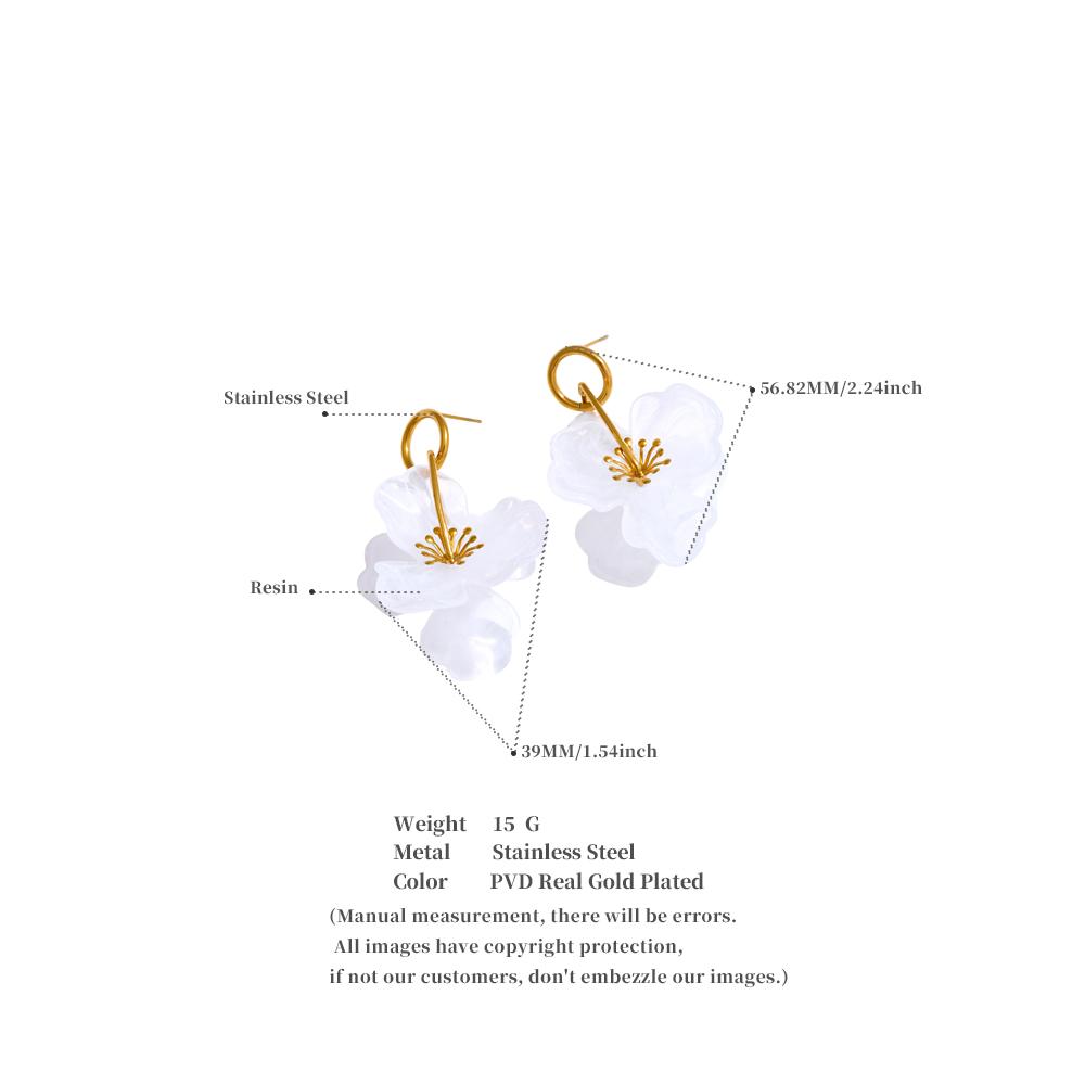 Eetit Arrivals White Resin Flower Dangle Earrings for Women Stainless Steel Summer Popular Jewelry Recommend 2025