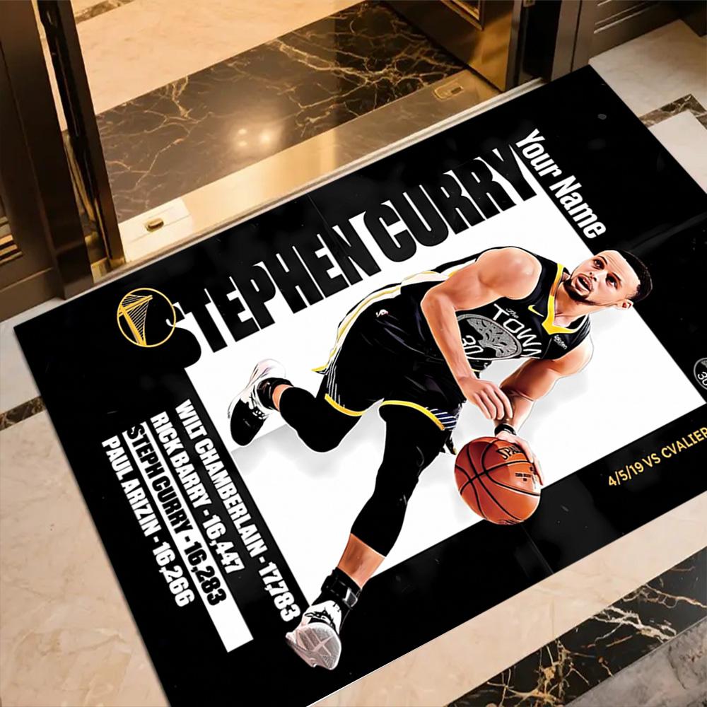 Golden State Curry Customize Text Carpet Perfect for Playrooms Dormitory Decorate Room Dining Room Anti-slip Rug Anime Office Decor Wedding Party Gift