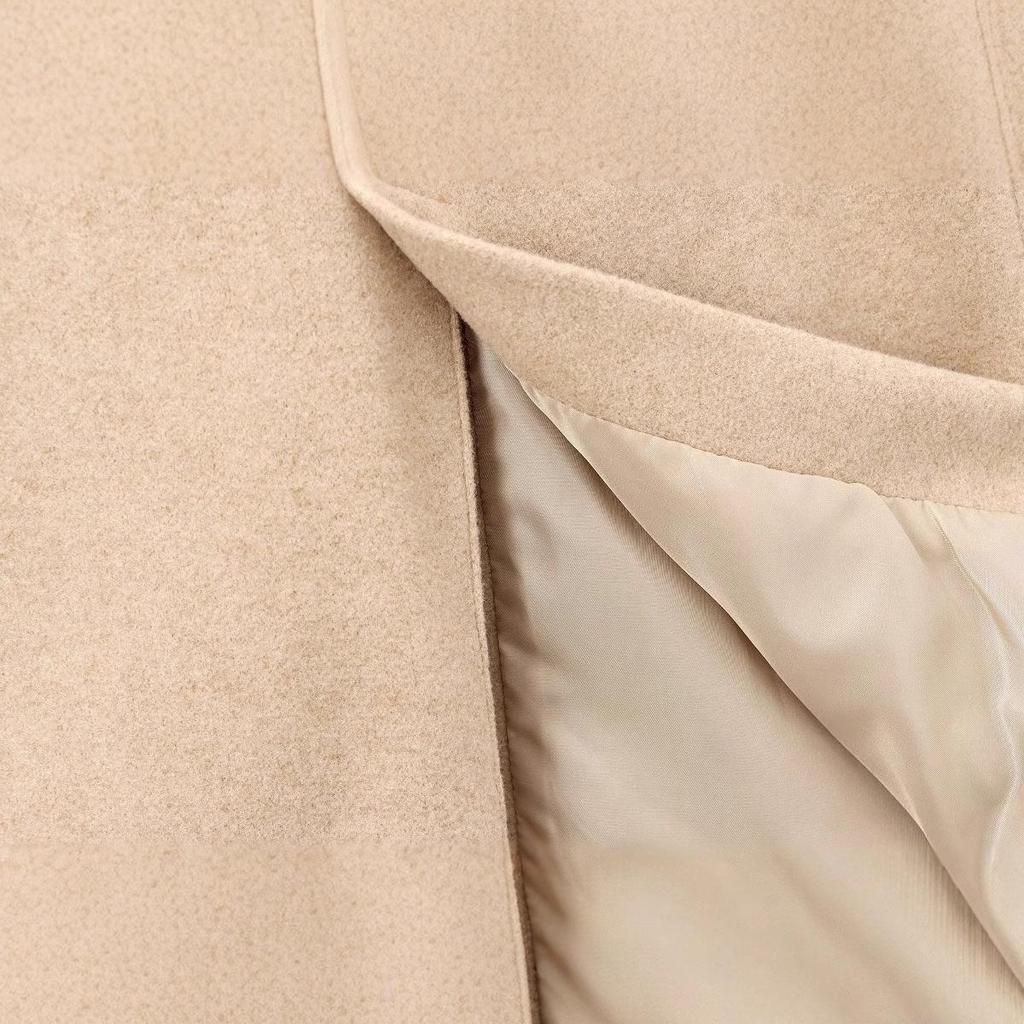 2024 Autumn Women's European & American Style Soft Lapel Long Sleeve Wool Coat