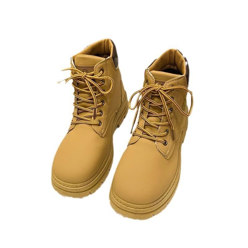 Fashion women's shoes autumn and winter Martin boots British style high-top retro tooling locomotive boots thick-soled big yellow boots short boots