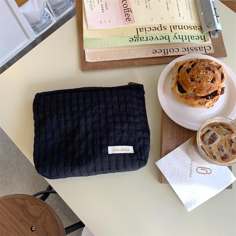 Fresh Plaid Portable Cosmetic Storage Bag Makeup Pouch Stationery Bag Toiletry Touch-up Bag