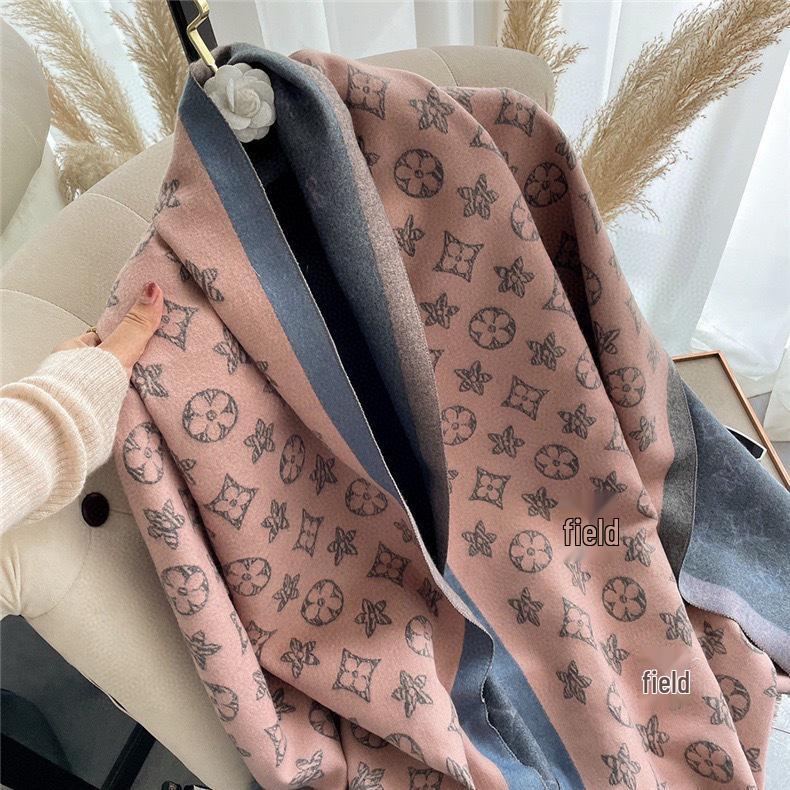 Women's Cashmere Blend Double-Sided Scarf - Autumn/Winter Warm Shawl, Versatile High-End Fashion