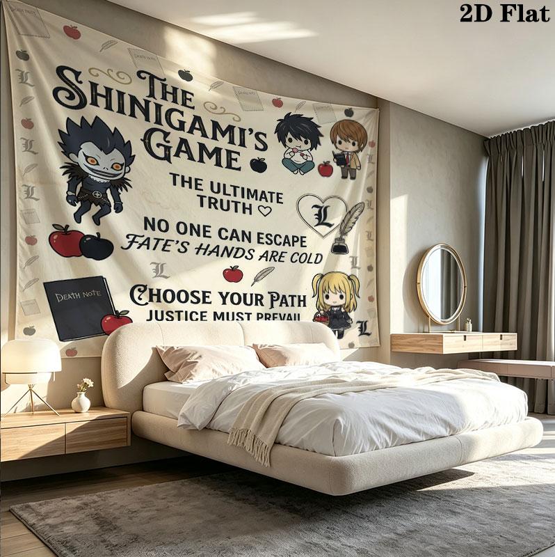 Arazzo da Parete Death Note Appeso Estetico Coperta in Tessuto Stampato Arazzi Decorativi per Camera da Letto Soggiorno Decorazioni per la Casa