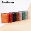Baellerry Women's Oil Wax Leather Wallet – Short, Multi-Card Slots, Buckle, Zipper Coin Purse