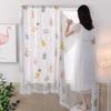 1 Pc No Drill Double Layer Curtain Cartoon Pattern With Rope Blackout Curtains Self-Adhesive Bedroom Curtains Rental Housing
