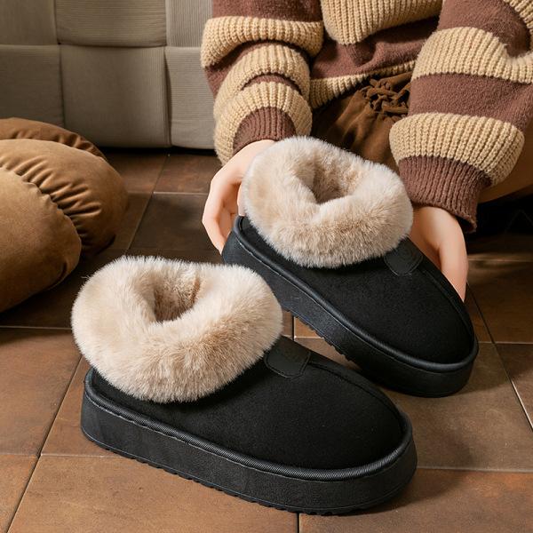 Heel Cotton Slippers Winter 2025 New Velvet Warm Thick-soled Non-slip Outer Wear Snow Cotton Shoes Mao Mao Cotton Shoes