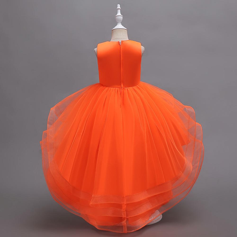 Girls Dresses Tail Princess Dresses Flower Girl Girls Walking Host Piano Performance Clothes Puffy Evening Gowns Summer